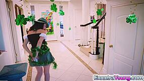 Sexy leprechaun babe Lucie gets a hot fuck with big cock!