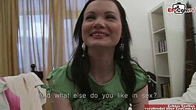 Petite Dark Haired Girl with Tiny Boobs Surprises in Anal Casting Session