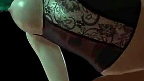 Hot green-haired girl takes it rough from behind in 3D.