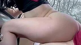 The latina wiggles her big round ass on his thick cock, aiming for a mouthful of cum.