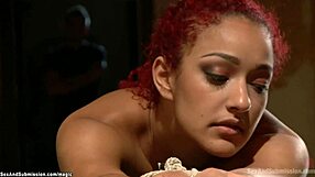 Ginger Ebony Tied And Roughly Fingered In Bondage