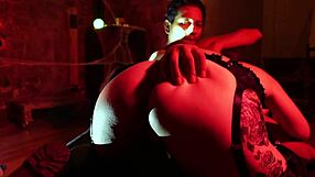 The witch lures the hunter with her curvy body, getting him so horny he can't resist drilling her