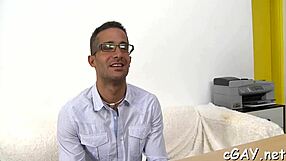 this sophisticated homo hunk got a wild blowjob from his eager partner late at night