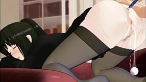 27-year-old teacher bound in bondage game with fisting and toys in anime hentai