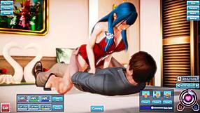 Beautiful blue-haired girl gets wild and crazy sex