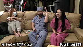 Blaire Celeste, a patient at Hitachihoescom, experiences an orgasm using the Hitachi Magic Wand during a medical examination.