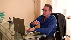 One cock in her ass, another double penetrating Angel Rivas' pussy?