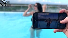 Fucked Sexy Brunette's Mouth At Resort