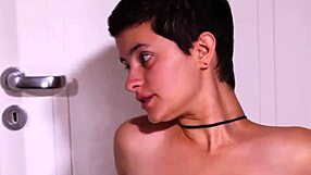 Busty teen briz indulges in solo masturbation, her big tits bouncing.