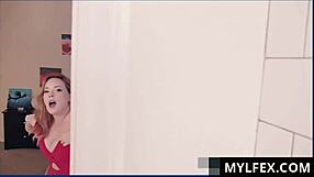 Curvy Redhead Milf Caught Jerking With Phone