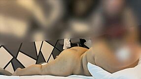 My husband records me while I pleasure myself by rubbing my cock on my ass during a massage.