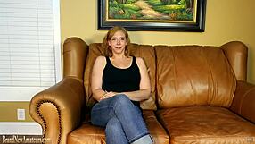 On Casting Couch Masturbating Before Sucking Cock Hard