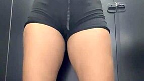 feeling intense pleasure masturbating pussy in bathroom voyeur style