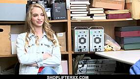 Young Blonde Shoplifter Bouncing Off Her Twat