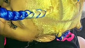 Ebony slut gives blowjob and sucks wet pussy in POV webcam session