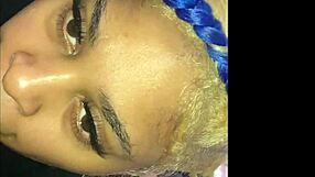 Ebony slut gives blowjob and sucks wet pussy in POV webcam session