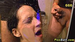 Old small titty fetish ho gets golden shower.