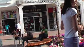 Watch The Brunette Blow His Cock On Holiday!