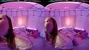 blonde petite girl masturbates in vrallure's pillow palace 😍