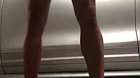 I spy on gay action in the garage gym.