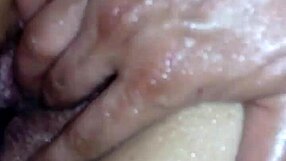 clitoris close-up while she masturbates, i slide in deep and keep going