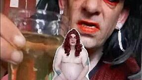 bisexual sissy male exposed naked while peeing and swallowing