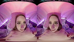 blonde petite girl masturbates in vrallure's pillow palace 😍