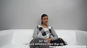 Tell me, how do you like this big tits brunette at her pornjob interview?