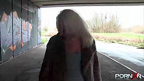 Public shower scene with a mature blonde and pissing fetish