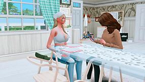 futanari girlfriend sets up hard anal sex for cheating wife while cuckold husband watches in sims 4 anime hentai