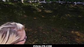 Riley Star, that cute teen 18+, fucks her boyfriend outdoors in POV with big cock orgasm.