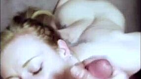 Amateur Blonde Girlfriend Gives Blowjob to Friend's Big Monster Cock, Receiving Homemade Cumshot.