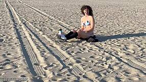 Public beach encounter with a horny Jewish MILF and amateur action
