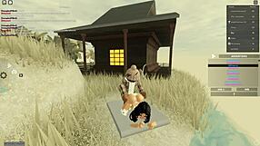 Deepthroat and assfucking in a Roblox game