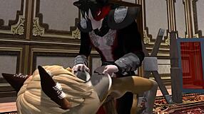 Wow, big tits and monster cock in furry yiff!