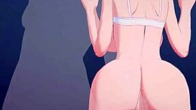 he works yor forger's pussy until she climaxes with moans