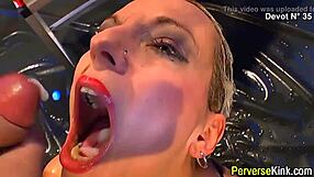 Golden shower fetish fulfilled with cum swallow