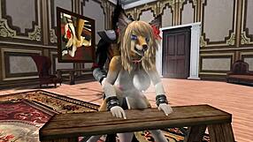 Wow, big tits and monster cock in furry yiff!