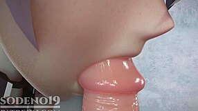 Silver wolf caught masturbating! Gives footjob and blowjob now!