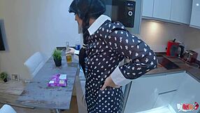 Hot milf gets upskirt and anal sex from stepson