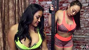 Hey, watch Nyssa Nevers in heels and lingerie, her big tits bouncing with another lesbian