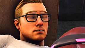 D va fuckbuddies engage in blowjob and ass play with cartoon masturbation