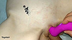 Clit sucking toy and dildo drive her wild