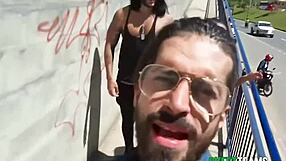 Latina with glasses fucks outdoors for cash, feeling the thrill