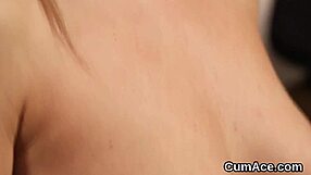 Sexy Centerfold Takes Cumshot on Face While Eating Every Drop