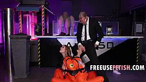 Young woman Leda Lotharia in a free use fetish scene in Area 50