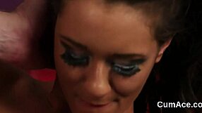 Sexy Centerfold Takes Cumshot on Face While Eating Every Drop