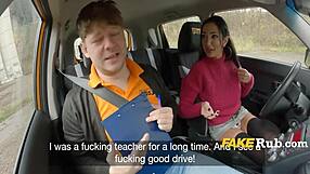 Driving Instructor Scores Big Boobs Colombian Student in Backseat Action