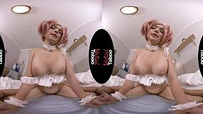 Virtual Taboo Cosplay Involves Hairless Anal Sex with Big Tits and Blowjob Scenes