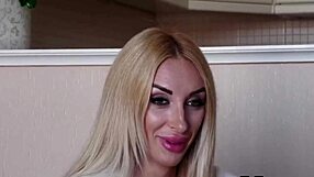 Blonde bombshell auditions for porn role, stripping down to reveal her big tits and ass in this casting interview